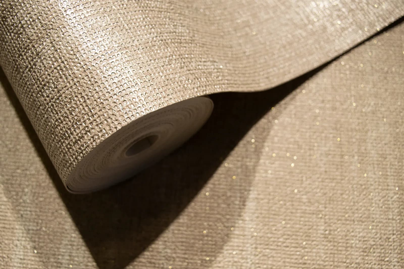 Papel de Colgadura Brillo Sutil Metálico Beige y Dorado Rollo de 5,2m²