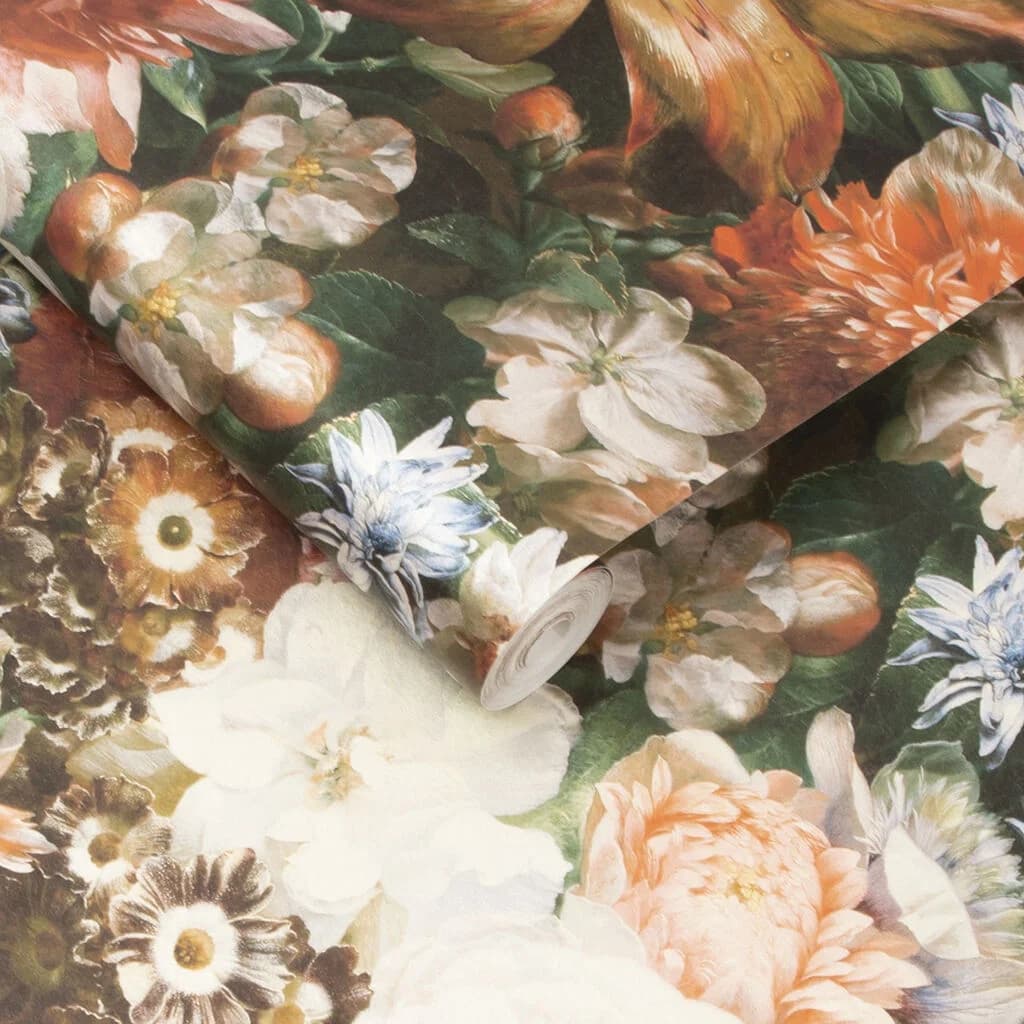 Papel de Colgadura Flores Pintadas a Mano Rollo de 5,2m²