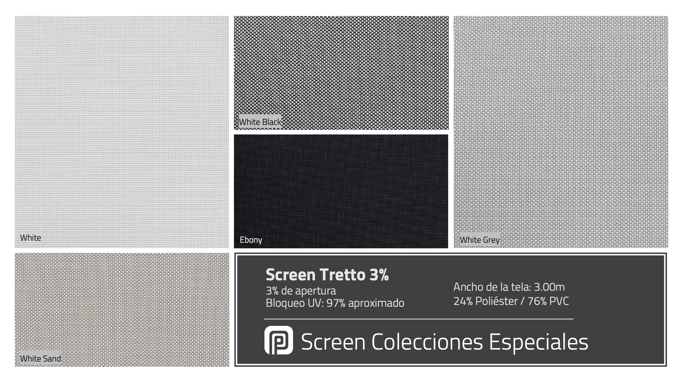 Enrollable Perfil Standard Screen Tretto 3% Gris con Cabezal Cuadrado