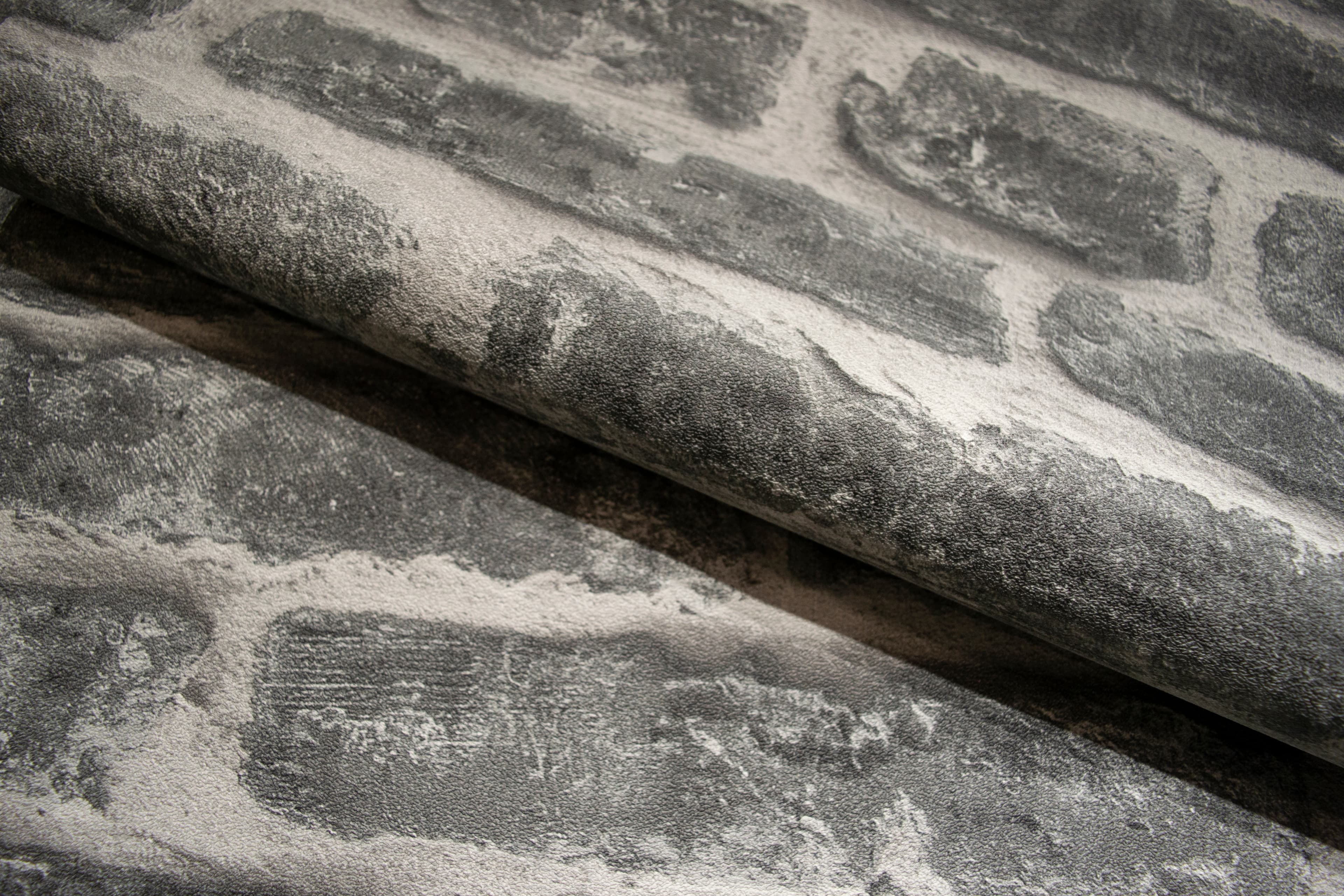 Papel de Colgadura Diseño Industrial de Ladrillo Negro Rollo de 5,2m²