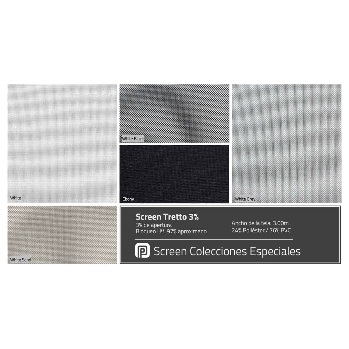 Enrollable Perfil Standard Screen Tretto 3% Blanco con Cabezal Cuadrado